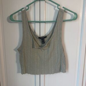 Forever 21 Light Gray Ribbed Crop Top